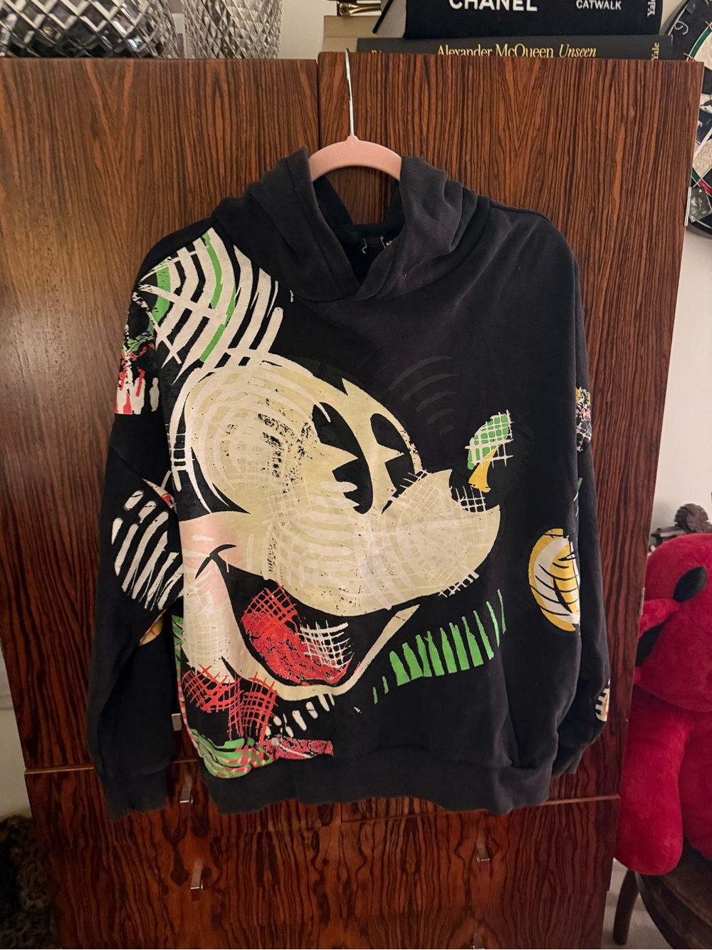 Desigual Black Graphic Mickey Mouse Hoodie with Multicolor Print